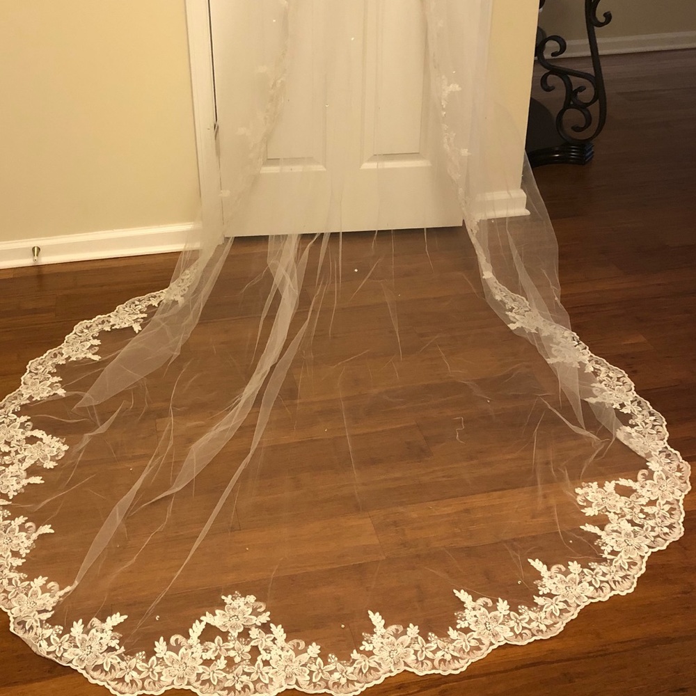120 in long ivory Cathedral veil